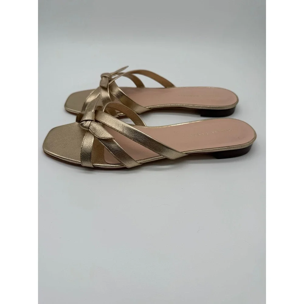 Loeffler Randall Women's Bow Sandals Daphne Slides 9.5 10 B Champagne Gold